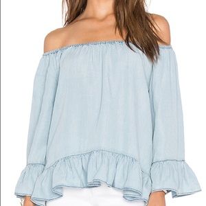 Sanctuary Julia Off Shoulder Top in Light Blue